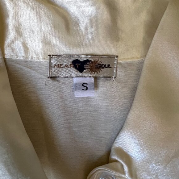 Heart Soul Satin Button Down Blouse – White, Size S - Picture 4 of 5